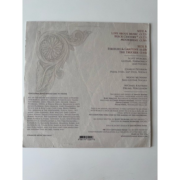 Gentleman Road Fireflies & Gasoline LP 2014 Stranger Music Records S-90858 EX - Picture 2 of 7